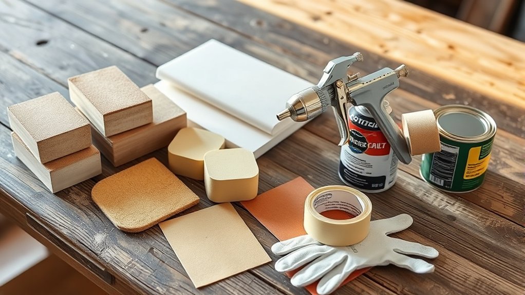 gather compatible painting tools and materials