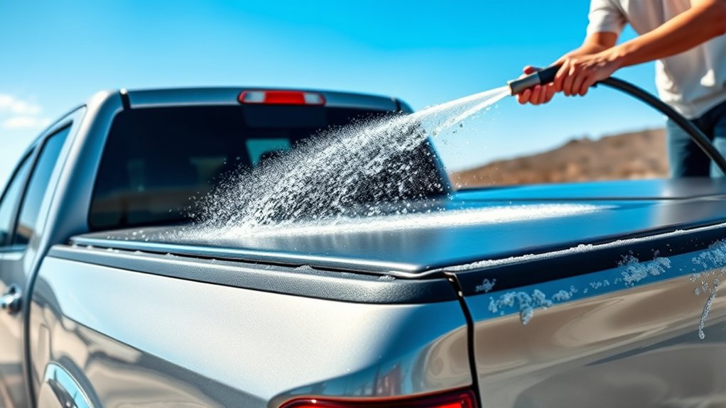 truck wash with tonneau cover attached